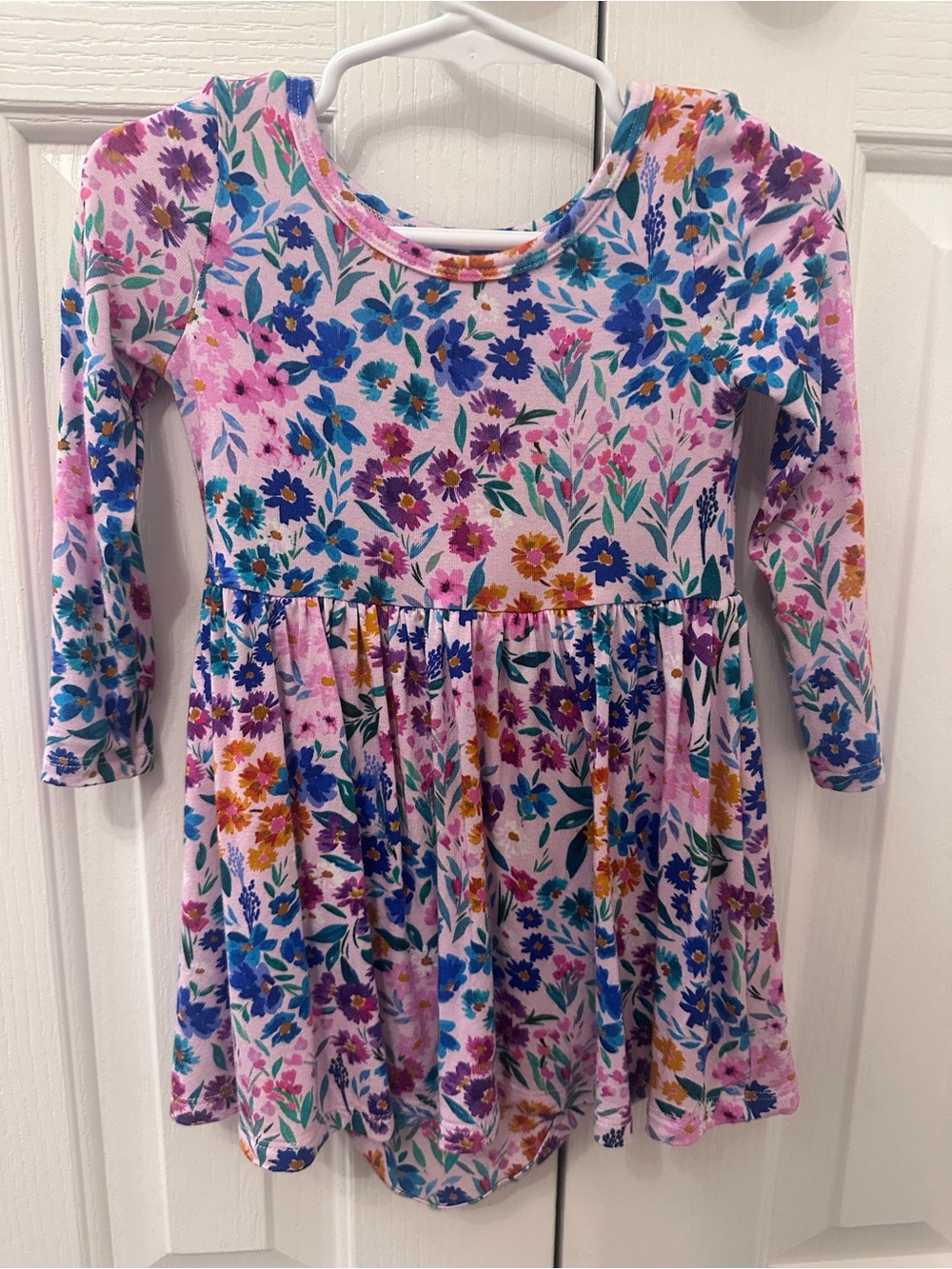 12-18 Months Little Sleepies Bamboo Pink Floral Long Sleeve Dress with Snaps